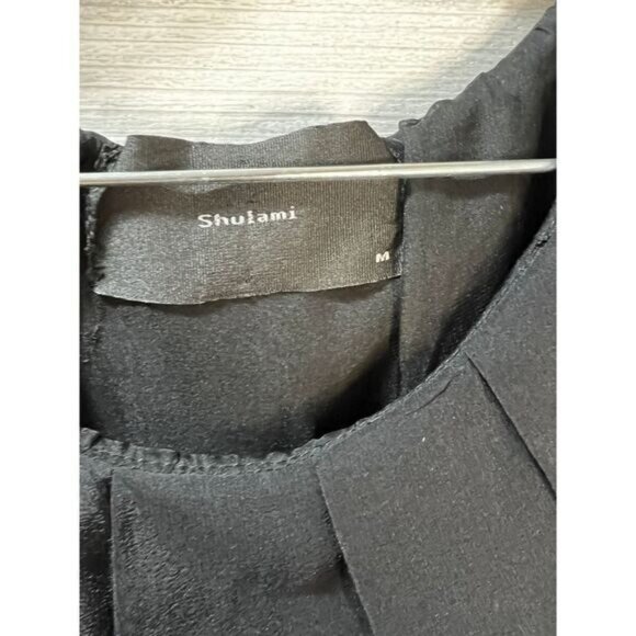 Ruffled Black Viscose Dress Size Medium by SHULAMI - Picture 3 of 5